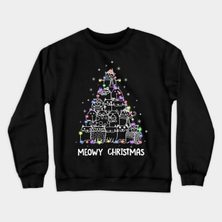 Meowy cat Christmas tree Crewneck Sweatshirt